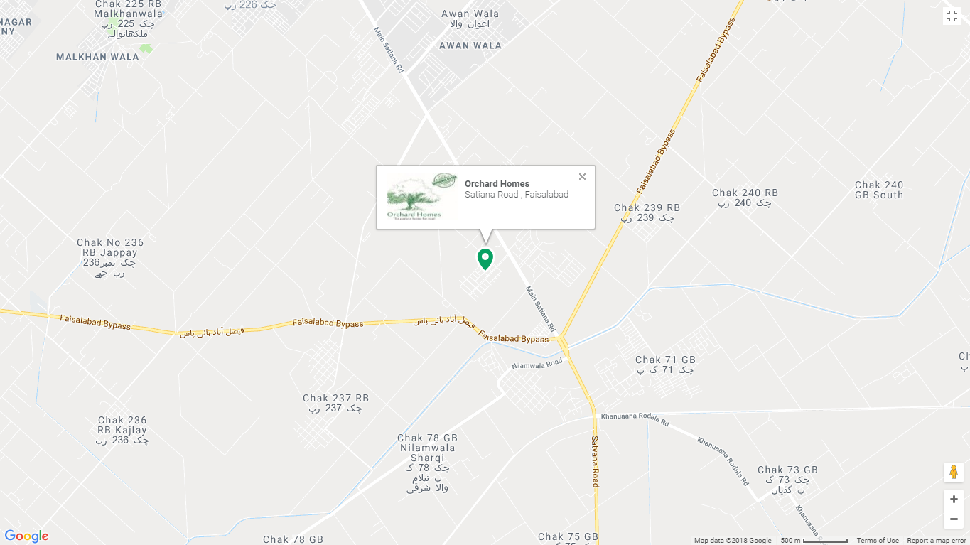 Orchard Homes Faisalabad Location Map